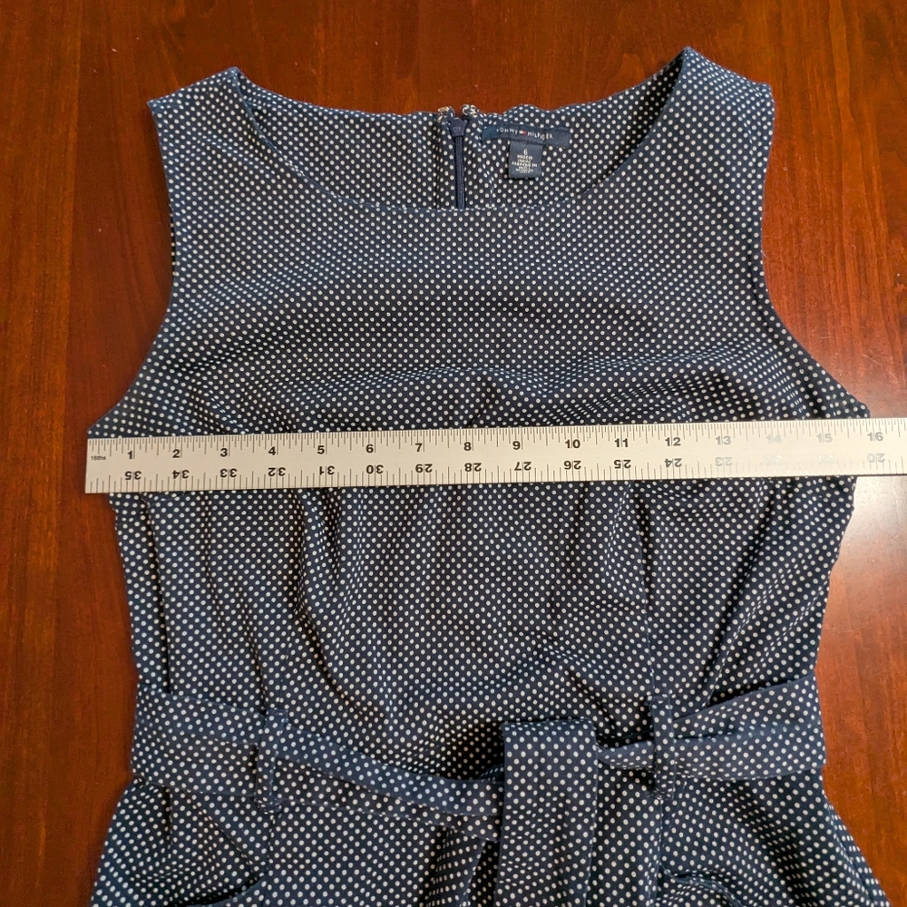 Tommy Hilfiger navy and white polka dot belted dress, size 6 - Picture 5 of 10